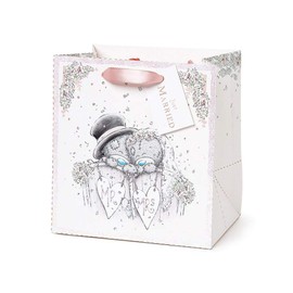Me To You Tatty Teddy Husband Wife Marriage Wedding White Gift Wrap Bag Just Married (Large 2020 Design) (Small)