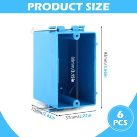 6pcs Single Gang Electrical Outlet Box Switch Box Plastic Outlet Box 1-Gang Electrical Outlet Box Extenders for Residential Commercial Old Job Applications(Size:3.66x2.24x2.83inch)