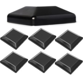 (6-Pack) True I.D. 6x6" Fence Post Caps - Made from Black Durable Plastic - Protect Wooden Fence Poles Outdoor in Low Profile