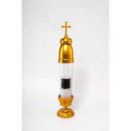 OURMEMO Cemetery Solar Lights for Grave,Includes 2.5" x6.5'' Grave Candles,4" x34''Cemetery Memorial Light Candle Holder,Standard Spike and Base,Perfect Addition to Headstone(Greek Cross Extended)