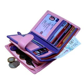 STARHIDE Womens RFID Blocking Compact Soft Leather Multi Coloured Purse 5535 (Pink Multi)