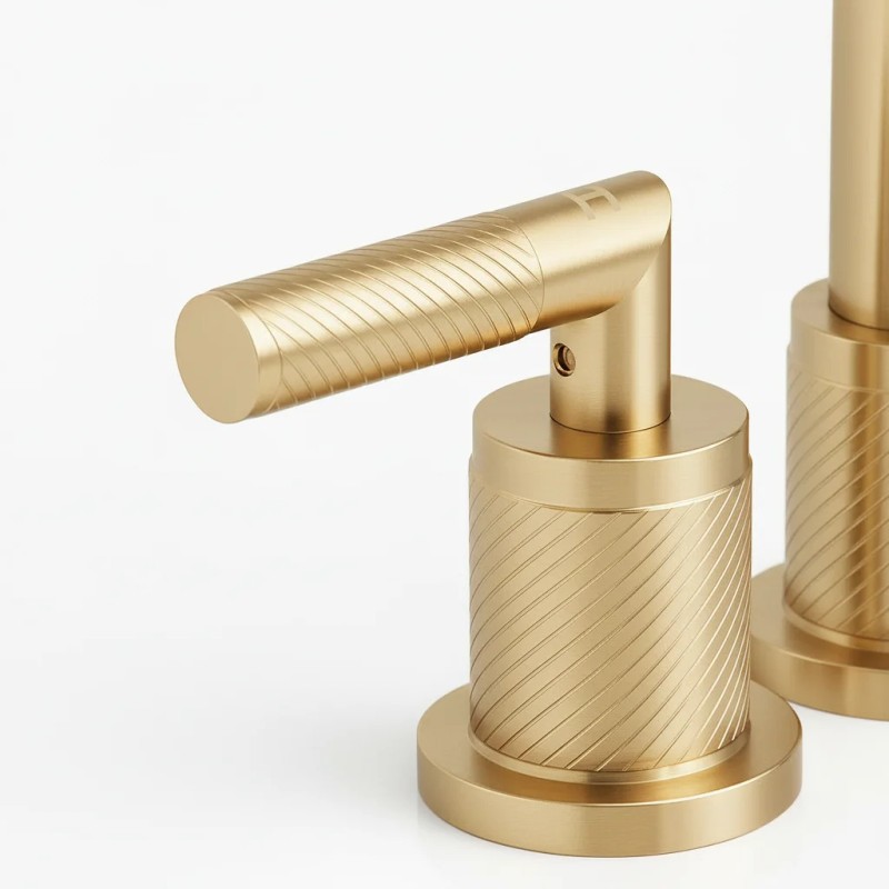 Gold Bathroom Faucet 2 Handle 8 Inch Deck Mounted 3