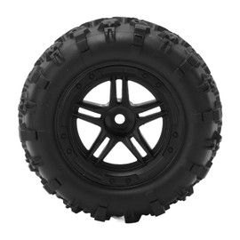 Pwshymi 2PCS Rubber Tires and Plastic Rim for RC Car, Good Grip and Handling,12mm Hex Adapter 3.1in RC Tires, Compatible with SCX10 RC Off Road Car,Black