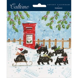 Traditional Advent Card Scottie Dogs Postbox - 160mm x 160mm - 24 Doors
