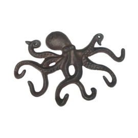 Perfk Cast Iron Octopus Coat Hook Clothing Hanger Vintage Key Hook Wall Decoration for Bathroom Bar Living Room Indoor Outdoor Yard