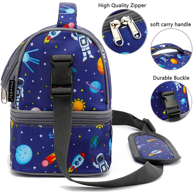 FlowFly Kids Double Decker Cooler Insulated Lunch Bag Large Tote