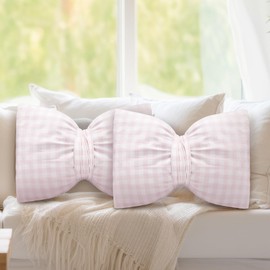 Beeveer 2 Pcs 12 x 18 Inch Big Pink Bow Pillow Coquette Party Throw Pillow Pink Coquette Decorations for Room Nursery Cushion Bed Sofa Couch Holiday Car Decor