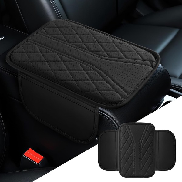 ongfuwu Car Center Console Cover, 11.8"×6.7" Leather Armrest Cover for