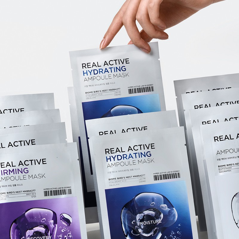 SNP Real Active Ampoule Mask Pack 30 Sheets Moisture Whitening