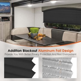 SEEYE RV Blinds, Blackout RV Curtains for Camper Window 26'' W * 24'' L RV Pleated Shades Camper Blinds with Aluminum Foil, RV Accessories Window Coverings for Travel Trailer Window Shade, Black