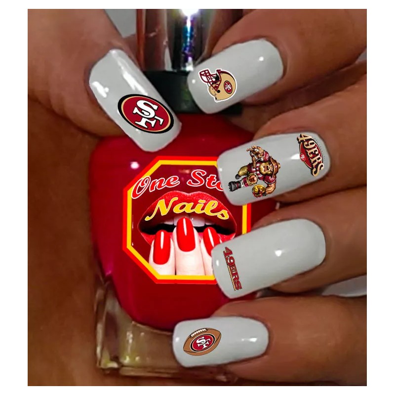 One Stop Nails Set of 56 San Francisco 49ers Clear