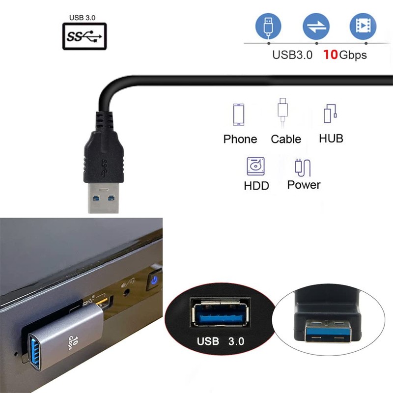 NFHK 10Gbps USB3.0 Male to Female Extension Power Data Video
