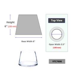 WGV Tapered Glass Vase, Width 8", Height 6", (Multiple Sizes Choices) Clear Taper up Cylinder Floral Planter Bouquet Centerpiece for Wedding Event Home Decor, 1 Piece (VTC7606)