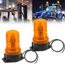 Beacon Light Amber 12V, 24V Amber Strobe Rotating Lights Safety Warning Flashing Lights for 9-80V Truck Tractor Golf Carts UTV Cars Bus (2Pcs)