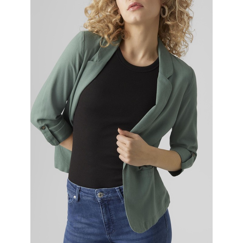 VERO MODA Damen Blazer VMJesmilo Sakko mit Dreiviertel-Ärmeln 10279700 Laurel