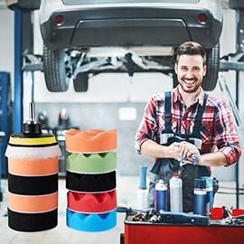 Cheelom Set de 12Piezas Kit de Almohadilla de Pulido de 3 Pulgadas | para Coche Encerado Pulidor Pad Kit Compuesto para Lijar, Pulir (3 Inch)