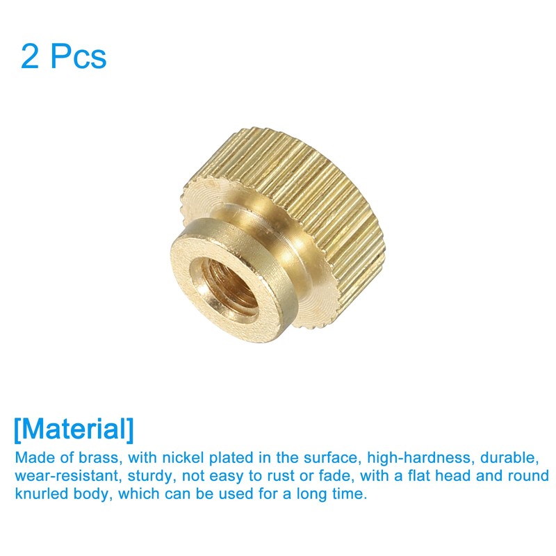 sourcing map Knurled Thumb Nuts, 2Pcs M4 x D10mm x
