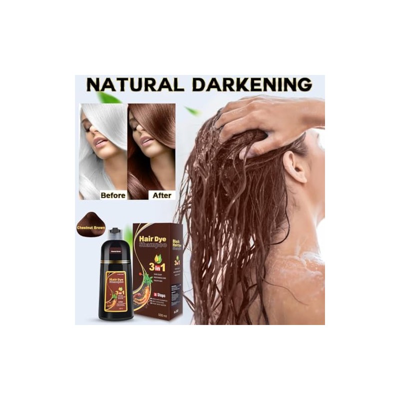 Champú Teñir Cabello Castaño Oscuro Meidu Cubrir Canas Base Hierbas