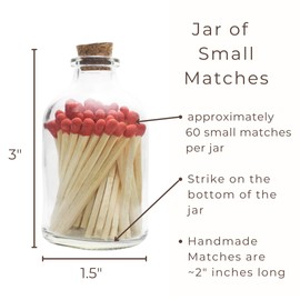 River Birch Decorative Matches in a Bottle with Striker - Cute & Colored Matches - 1 Bottle, Cherry Red Tip, 60 Matches