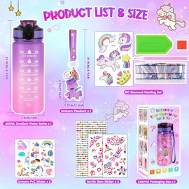 HGRGHH Unicorn Girls Toy 4 5 6 7 8 9 10 Years, DIY Drinking Bottle Craft Set, Drinking Bottle School Girls Water Bottle Craft Set Diamond Painting for Children from 5-12 Years Gift Ideas