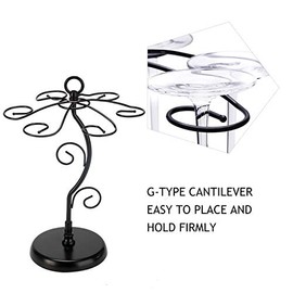 Countertop Wine Glass Holder - Freestanding Tabletop Stemware Storage Rack Metal Glasses Display Rack Black with 6 Hooks …