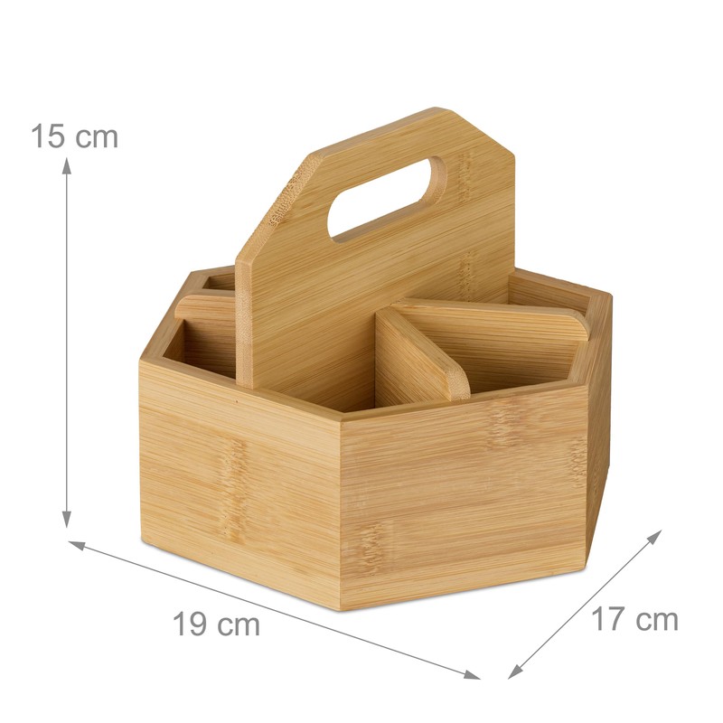 Relaxdays Bamboo Pen Holder, Rotating Desk Organiser, HBT 15 x