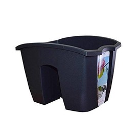 NEW PLASTIC BALCONY GRAPHITE CROWN POT FLOWER PLANTER RAILING 24CM (CRO24)