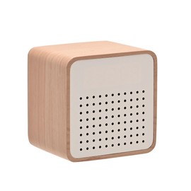 Widdop and Co Interval LED Wooden Alarm Clock with Bluetooth Speaker - White - USB Powered - 8cm x 8cm - Sleek, Stylish, Compact Alarm Clock for Bedroom, Office, Kitchen