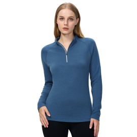 Iguana Women's 100% Merino Wool Base Layer 260g Midweight Quarter Zip Long Sleeve Top Pewter XS