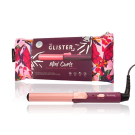 Glister Mini Curls Traveling Small Clip Curler with Carrying Pouch, Travel Curler, Curling Wand, for Normal, Thin, Dry, and Frizzy Hair, for Travel use Preferred for Girls or Boys - (Apricot Plum)