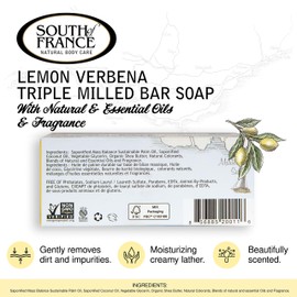 Lemon Verbena Clean Bar Soap by South of France Clean Body Care Triple-Milled French Soap with Organic Shea Butter + Essential Oils Vegan, Non-GMO Body Soap 6 oz Bar 4 Pack