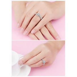 Sdouefos S925 Silver Women's Wedding Engagement Ring Hollow Flower Stars 1 Carat Diamond Ring AAA Cubic Zircon Engagement Ring (O)