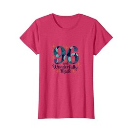 96 and Wonderfully Made Birthday Gift for Seniors T-Shirt, Women, Red Heather