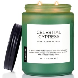 M&SENSE Clestial Cypress - Cedar & Spice Soy Jar Candles, Cedarwood Cardamom Large Winter Scented Candles 19.4oz 110 Hour Long Lasting Burn, Non Toxic Natural Warm Woody Candle Gifts for Men Women
