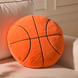 Yhoelata Plush Basketball Cushion, Cuddly Toy Basketball Seat Cushion Decoration, Fluffy Cushion, Creative Room Decoration, Basketball Gifts for Fans, 35 x 35 cm