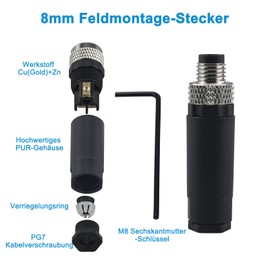 Lonlonty M8 3-Pin Male Circular Connector Sensor 8 mm Aviation Plug Waterproof IP67 A-code Outdoor Mounting Plug Sensor