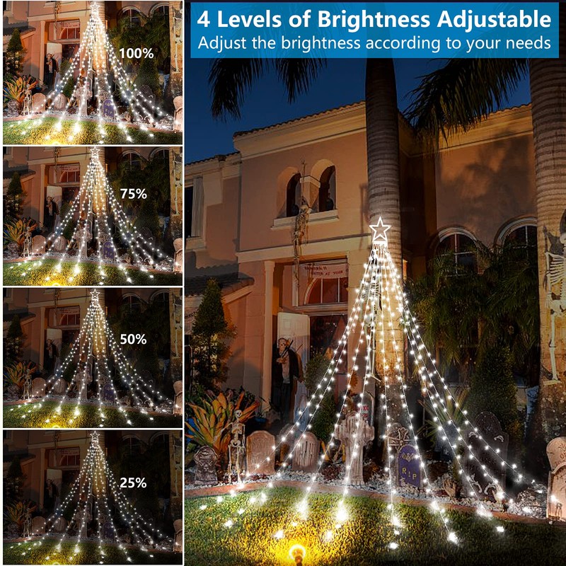 Decute Christmas Decorations Outdoor String Lights 8 Modes and Timer