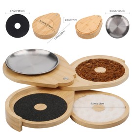 Ytuaebni 3-Tier Salt Rimmer for Cocktails,Bamboo Margarita Salt Rimmer Set with Stainless Steel Saucer for Glass Rimmer for Cocktalls, Suger and Salt Rimmer for Wide up to 5.1inch