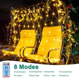 Hulaiyaa Waterproof Lights Chain Net Solar 192 LEDs, 2 x 3 m Remote Control Net Fairy Lights with Timer, 8 Modes Light Net Outdoor for Christmas Bushes Garden, Fairy Lights Outdoor Net Tree