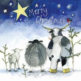 ALEX CLARK Christmas Farm Animals Little Card
