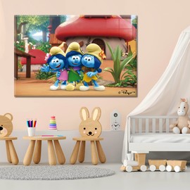 EGD Acrylic Wall Frame The Smurfs | Modern Interior Design | Acrylic Wall Art | The Smurfs Picture Fame | Multiple Size and Wood Support Options