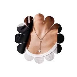 Allereya Vintage Star Drop Y Necklace Star Pendant Necklace Small Star Y Lariat Necklace Silver Circle Choker Necklace Jewellery for Women and Girls (Silver)