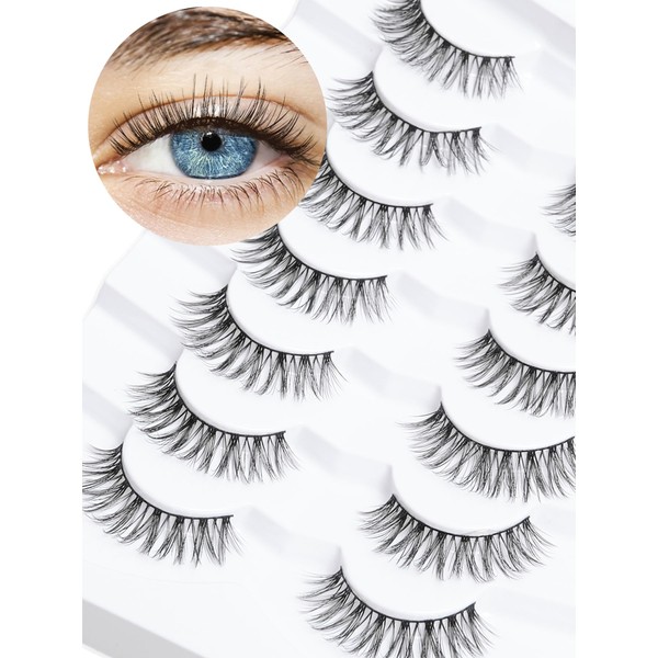 Eyelashes Wispy Natural Lashes 12mm Short Mink Lashes Thinner Band