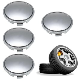 WeddHuis Set of 4 Wheel Hub Caps OD 60 mm ID 56 mm Wheel Hub Caps Hub Cover Universal ABS Silver Hub Caps Car Accessories for Wheel Hubs