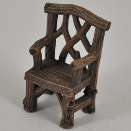 Prezents Fairy Garden UK Wooden Bench & Chair Set Garden Miniature Home Decor - Fairy Elf Pixie Hobbit Magical Gift Idea - Height: 8cm