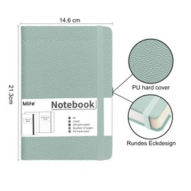 Mlife A5 Lined Journal Notebook, 360 Pages and 100 g/m² Ink-proof Paper, Hardcover College Notepad, Notebooks with Folding Pocket for Office, School, Home, Writing and Notes (Teal)