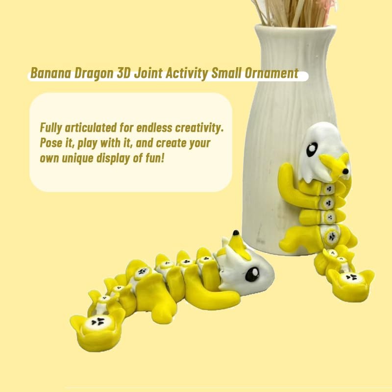 Vantico 3D Printed Banana Dragon Desktop Pet Figurine, Cute Office
