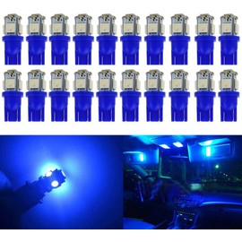 BlyilyB 20-Pack Blue Replacement Stock # 194 T10 168 2825 W5W 175 158 Bulb 5050 5 SMD LED Light 12V Car Interior Lighting For Map Dome Lamp Courtesy Trunk License Plate Dashboard Parking Lights