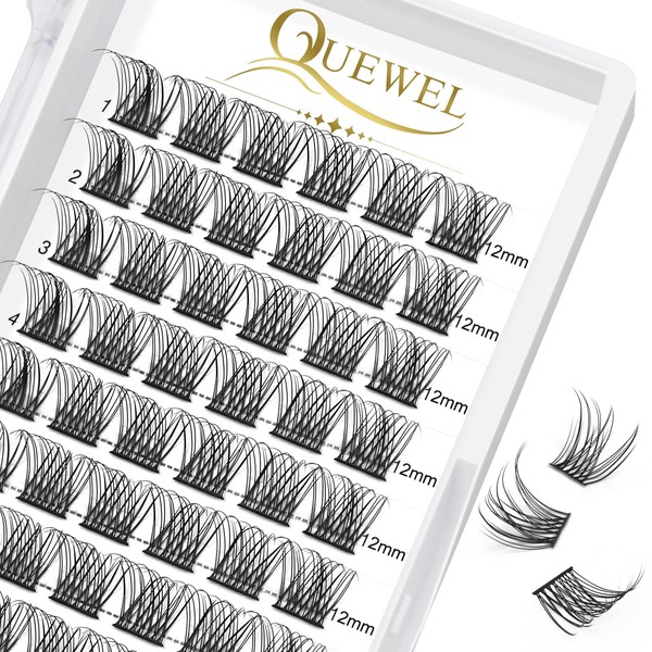 QUEWEL Individual Eyelashes, Individual Eyelash Clusters, Lashes, Natural, D Curl,