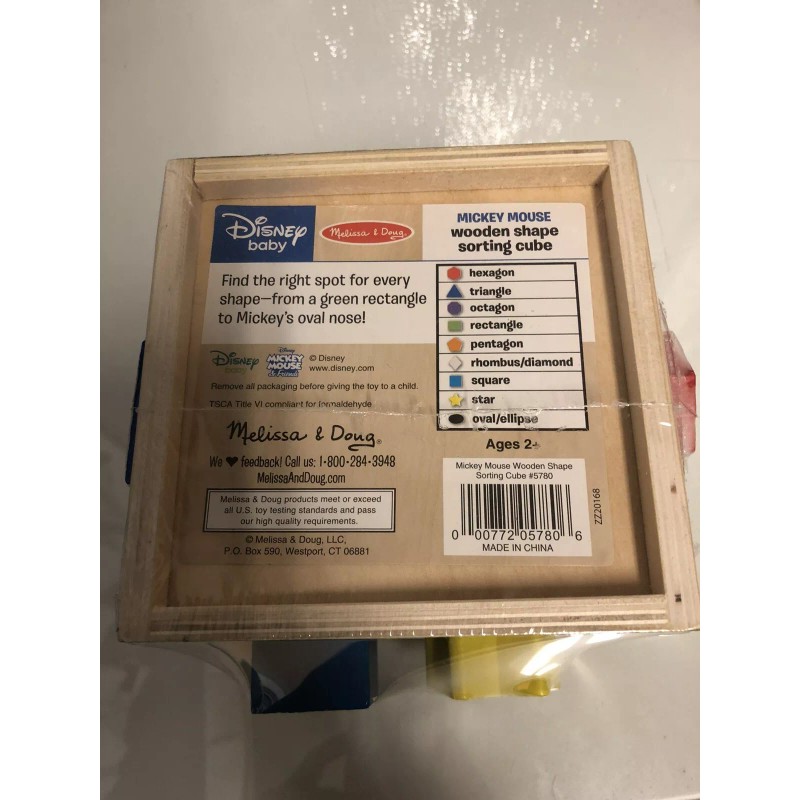 Melissa & Doug Mickey Mouse Wooden Shape Sorting Cube, Ages